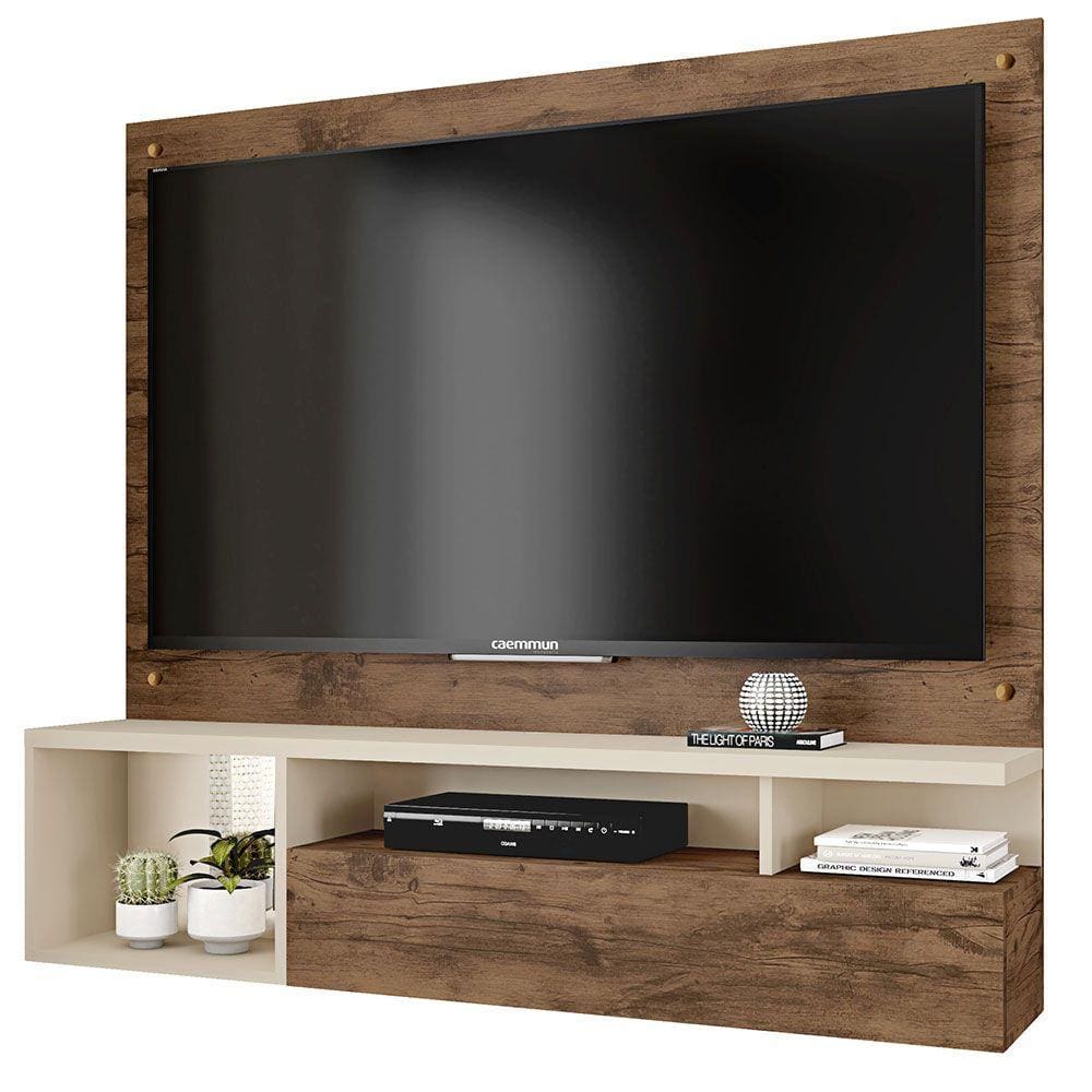 Painel Para TV Até 55 Polegadas Black Jatobá Off White