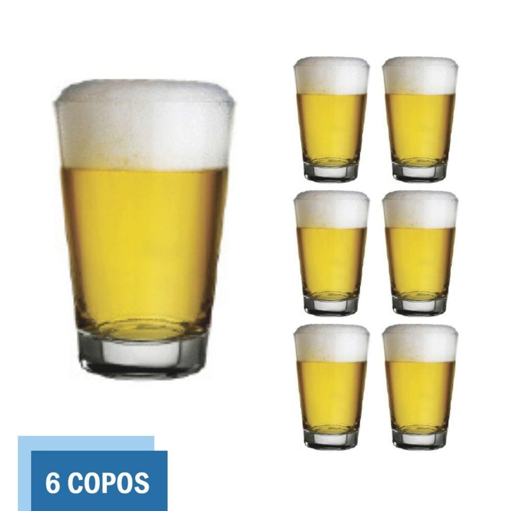 Copo Vidro 350ml Caldereta Cerveja Transparente Luxo - 6 Un