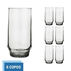 Copo Vidro 410ml Lights Suco Agua Cristal Luxo Nadir - 6 Un