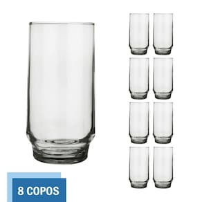 Copo Vidro 410ml Lights Suco Agua Cristal Luxo Nadir - 8 Un