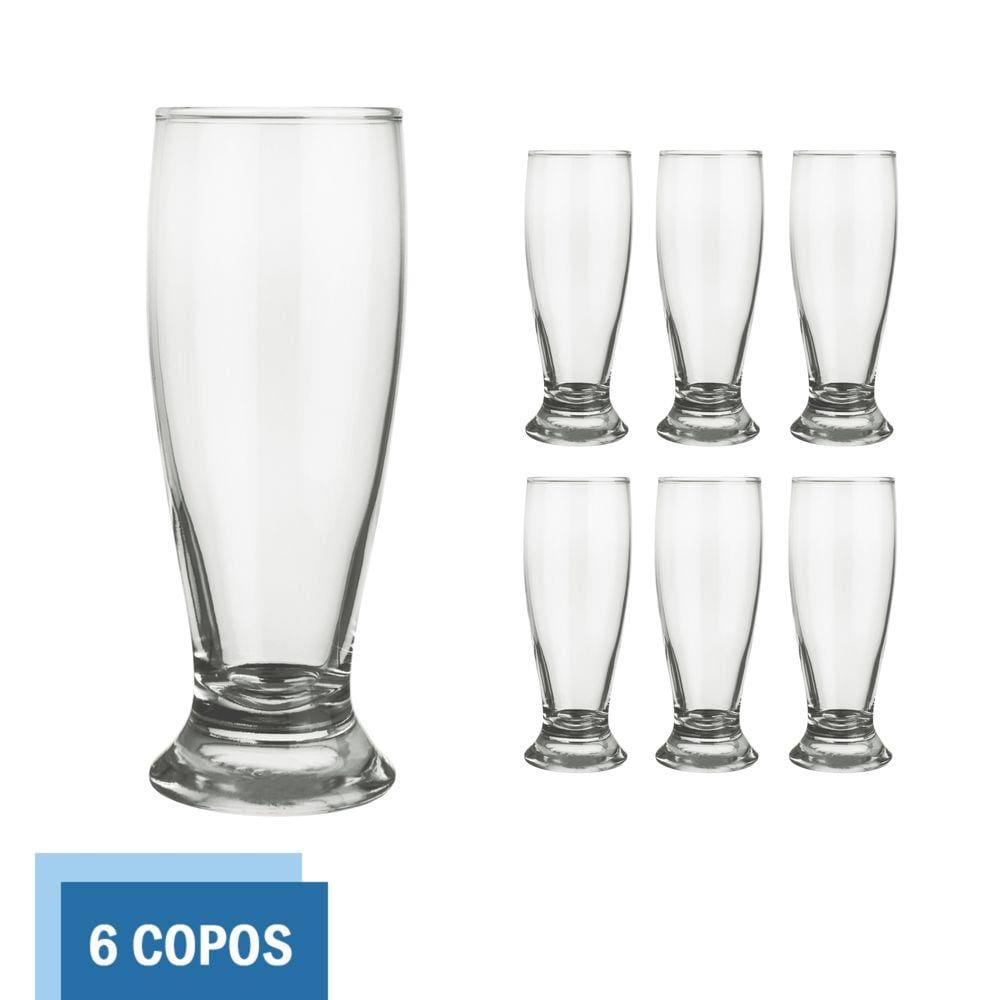 Conjunto 6 Copos Vidro 300ml Munich Chopp Transparente Nadir