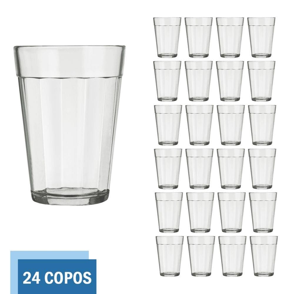 Kit 24 Copo Americano Vidro Cerveja 300ml Transparente Nadir