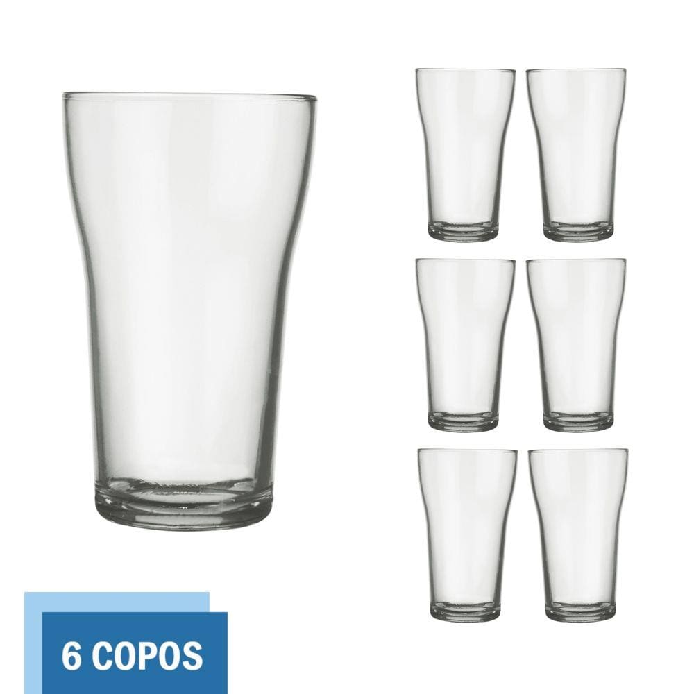 Conjunto 6 Copos Vidro 200ml Boteco Chopp Transparente Nadir