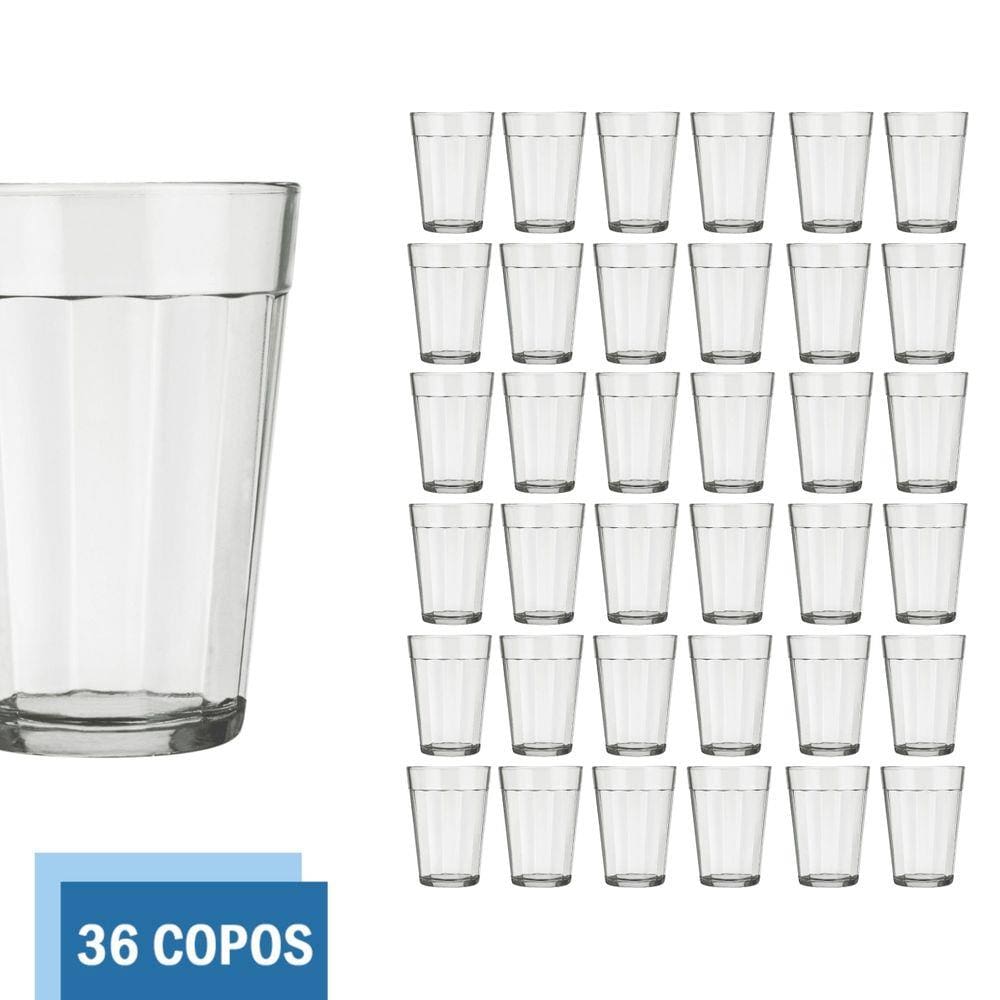Kit 36 Copo Americano Vidro Cerveja 190ml Transparente Nadir