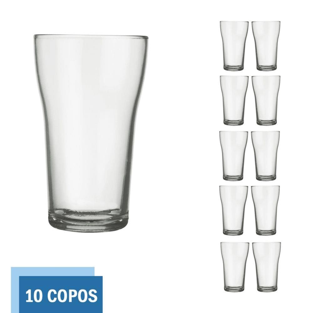Conjunto 10 Copos Vidro 200ml Boteco Chop Transparente Nadir