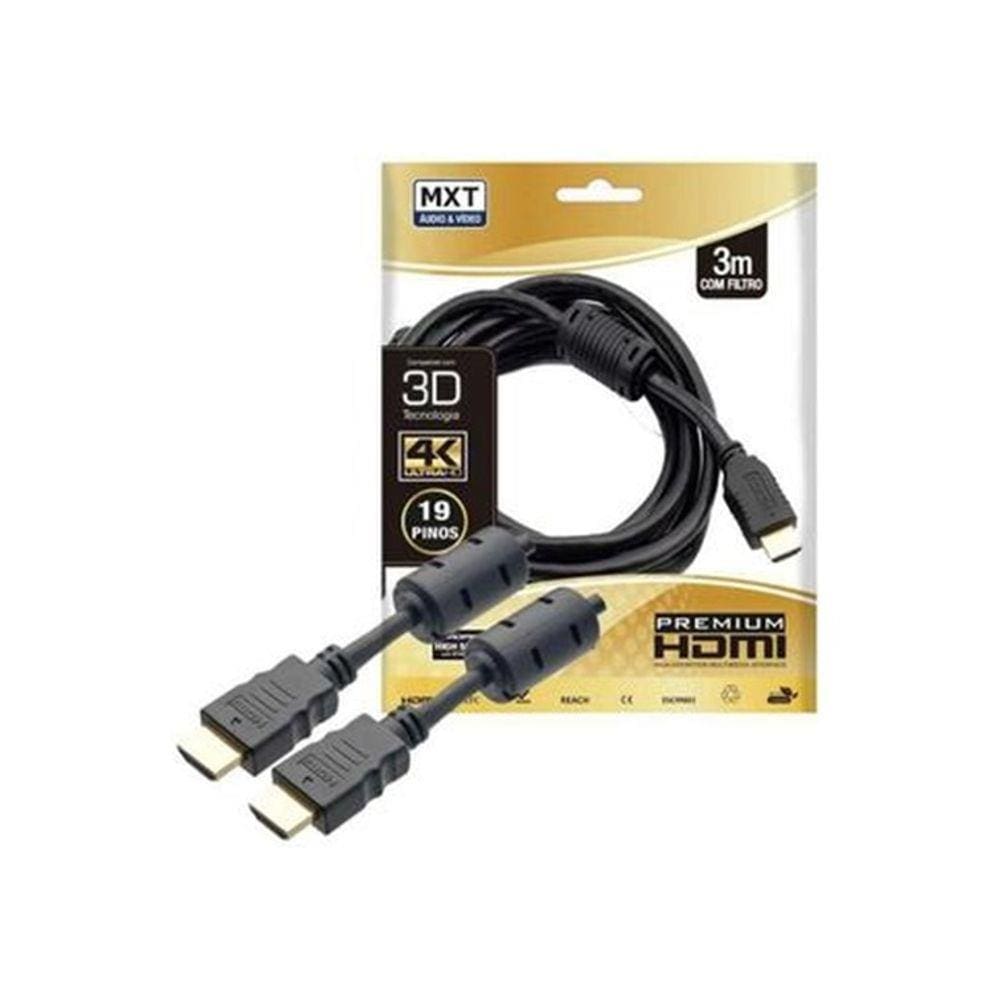Cabo Hdmi Premiun 2.0 ULTRAHD 4K COM FILTRO 19FIOS GOLD 3M