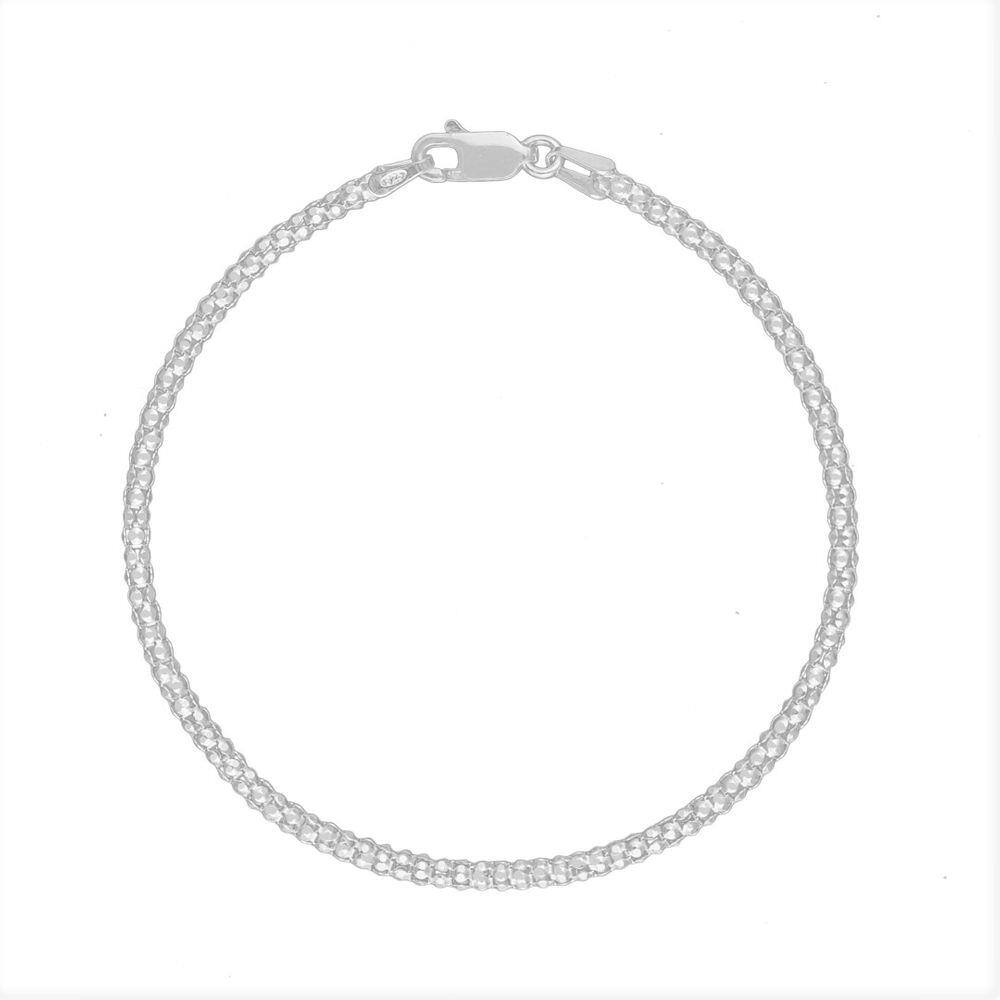Pulseira Feminina Pipoca 18cm De Prata 925 Maciça