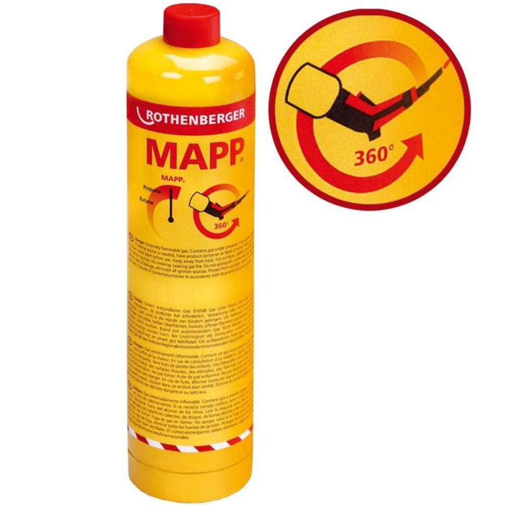 Gás Mapp Pro 360° para Maçarico Portátil Cilindro 400 GR R35539 ROTHENBERGER