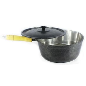Caçarola Panela de Alumínio Craqueada Cabo de Madeira Preta 28cm
