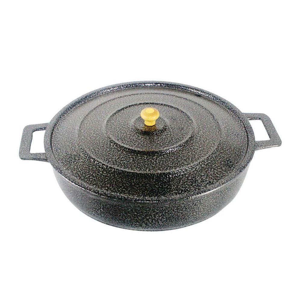 Frigideira Panela Alça de Alumínio Fundido Craqueada Preta 40cm