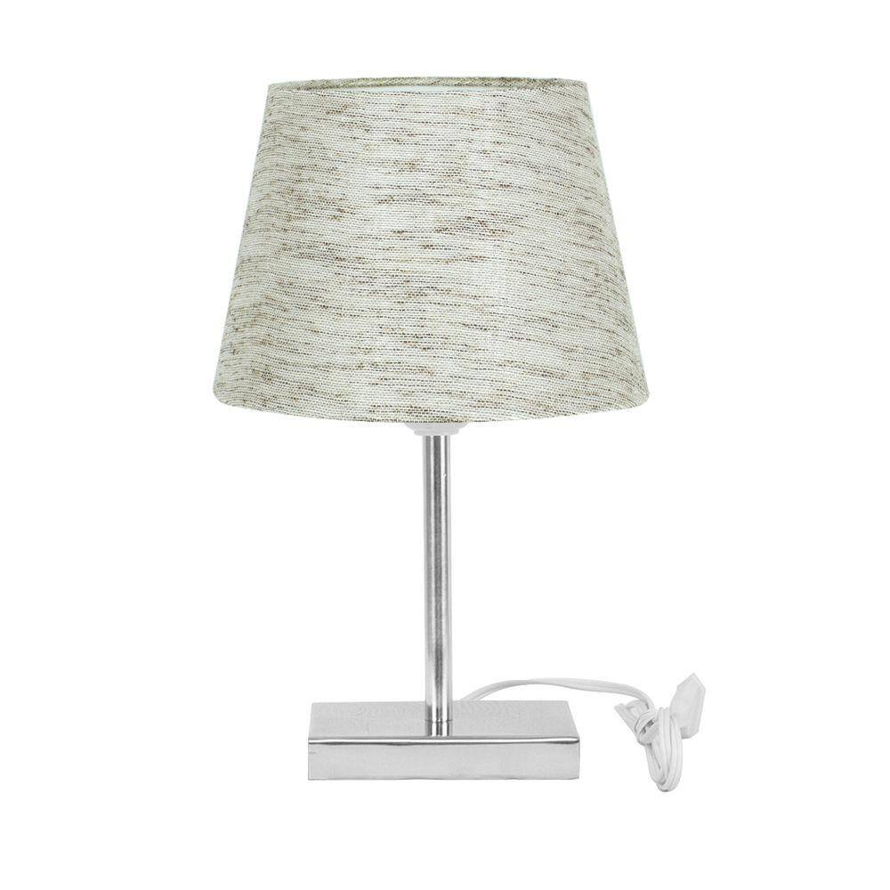 Abajur Eros Touch Dome Linho Mesclado com Base Quadrada.