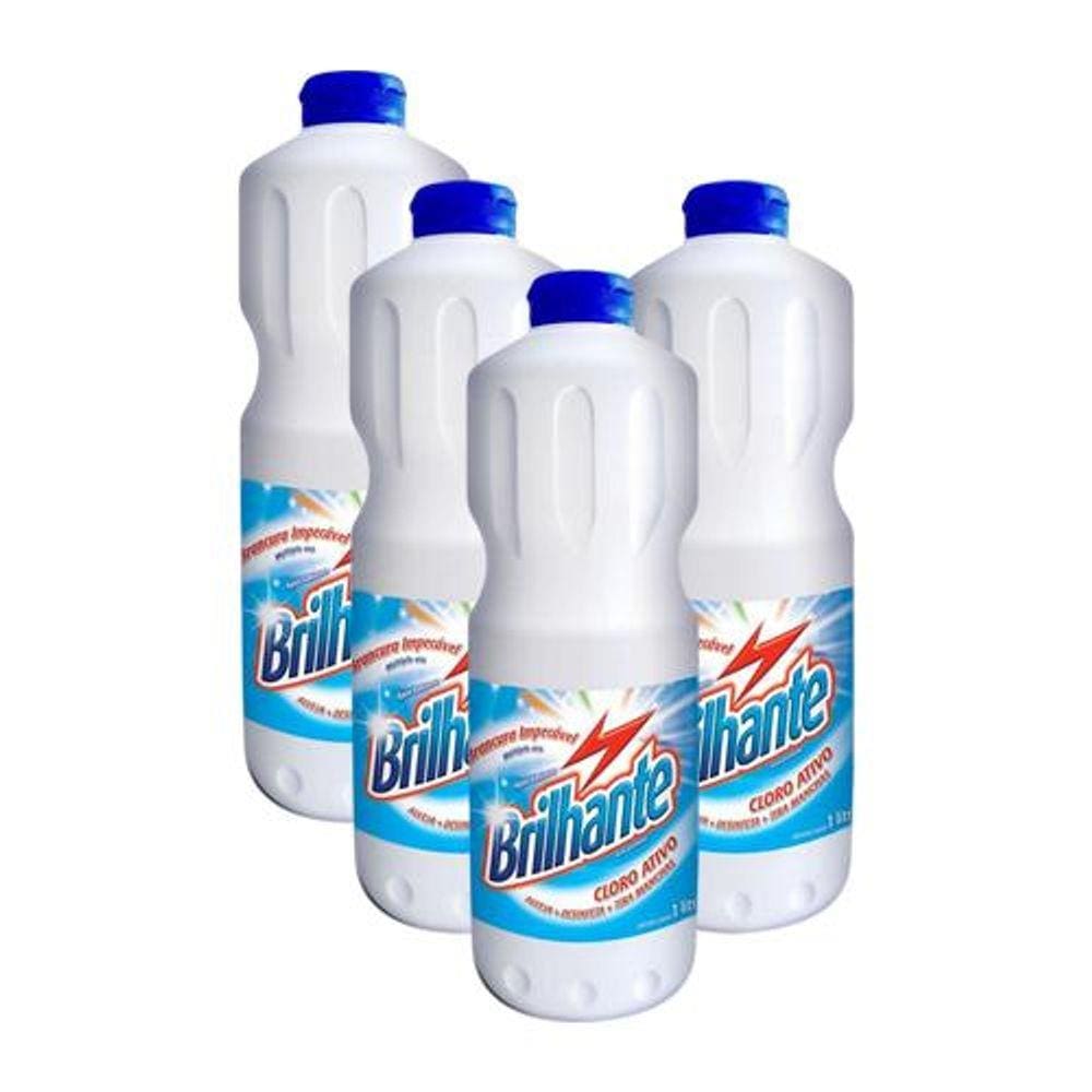 Kit 4 Água Sanitária Brilhante 1l
