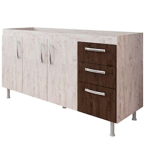 Balcão Gabinete De Pia 160cm Nathan 3 Portas Rústico