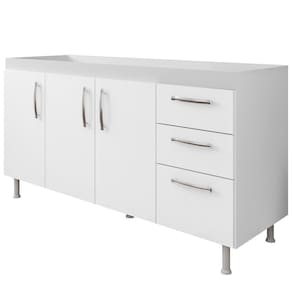 Balcão Gabinete De Pia 160cm Nathan 3 Portas Branco
