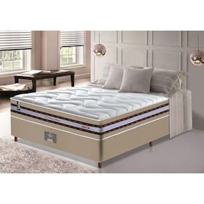 Conjunto Cama Box Casal de Molas Ensacadas D33 Cama inBox Select Firme 138x188x71 Bege