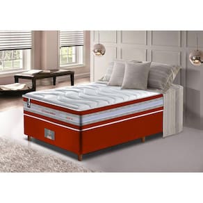 Conjunto Cama Box Solteiro de Molas Ensacadas D33 Cama inBox Select Firme 88x188x71 Vermelho