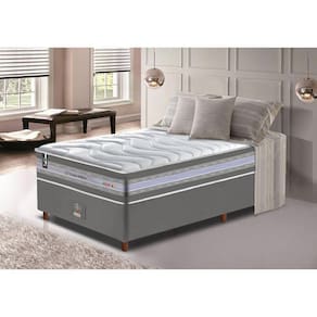 Conjunto Cama Box Solteiro de Molas Ensacadas D33 Cama inBox Select Firme 88x188x71 Cinza
