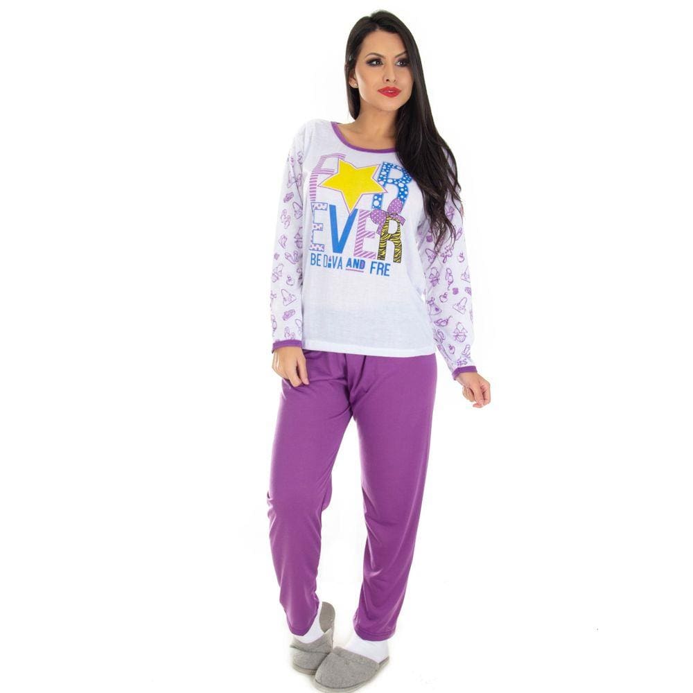 Pijama Manga Longa Feminino em Malha Suave PV | 159