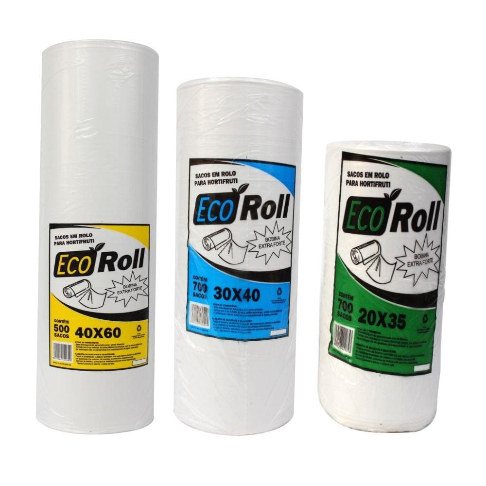 Bobina Saco Picotada Misto 20x35 30x40 e 40x60 KIT 6 Bobinas