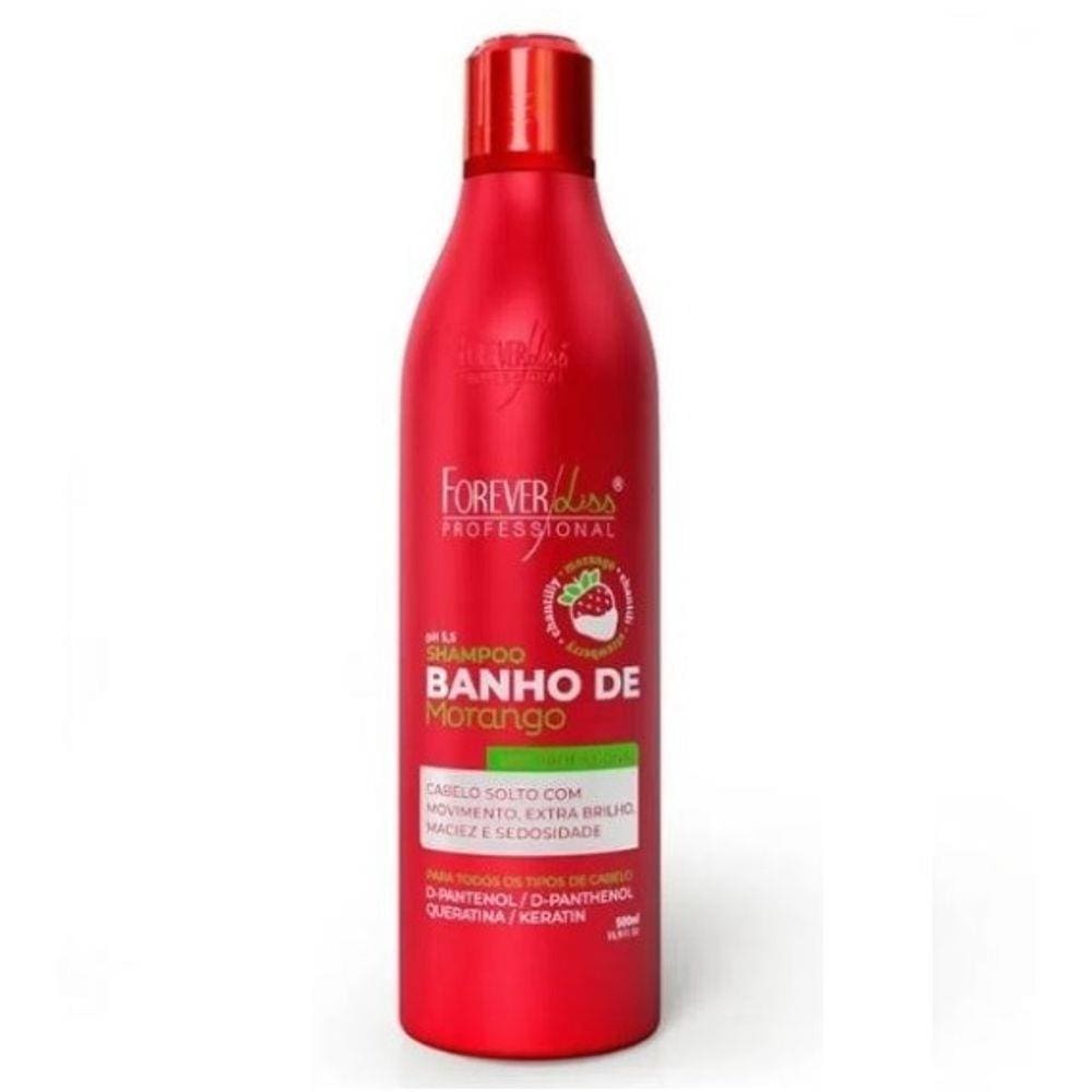 Shampoo Banho De Verniz Morango 500ml Forever Liss Professional