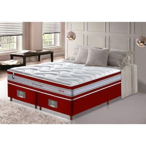 Conjunto Cama Box King de Molas Ensacadas D33 Cama inBox Select Firme 193x203x71 Vermelho