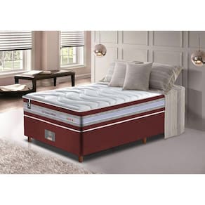 Conjunto Cama Box Solteiro de Molas Ensacadas D33 Cama inBox Select Firme 88x188x71 Vinho