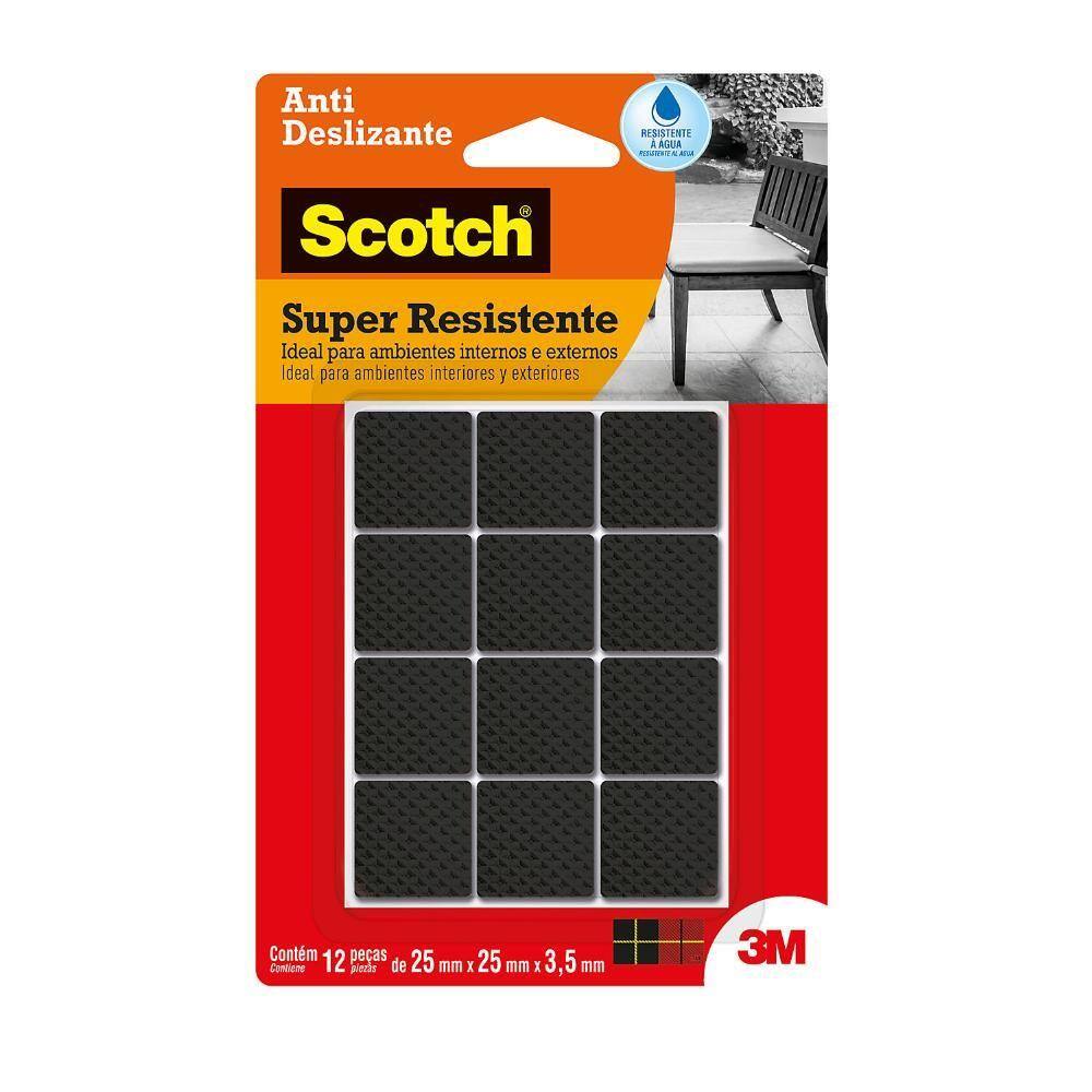 Protetor Antideslizante 3M Scotch Quadrado Preto Médio - 12 unidades