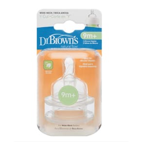 Bico de Mamadeira Redondo em Silicone Boca Larga Corte Y 9m+ Dr. Browns Options - 2 unidades