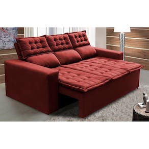 Sofá 3 Lugares Retrátil e Reclinável Cama inBox Slim 2,00m Velusoft Vermelho