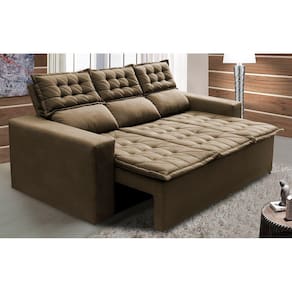 Sofá 3 Lugares Retrátil e Reclinável Cama inBox Slim 2,00m Velusoft Castor
