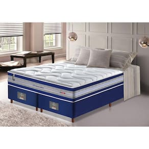 Conjunto Cama Box Queen de Molas Ensacadas D33 Cama inBox Select Firme 158x198x71 Azul