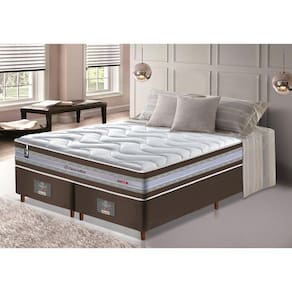 Conjunto Cama Box King de Molas Ensacadas D33 Cama inBox Select Firme 193x203x71 Café