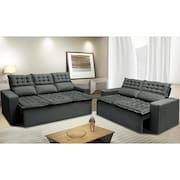 Conjunto de Sofá 3 e 2 Lugares Retrátil e Reclinável Cama inBox Slim 2,00x1,50m Velusoft Cinza