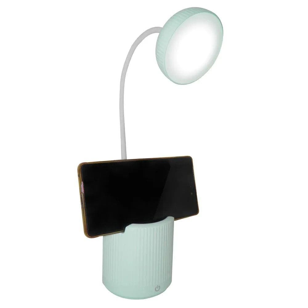 Luminaria de Mesa Abajur Touch Screen Recarregavel LED Suporte Celular Flexivel Articulada Escritorio Iluminaçao Lampada