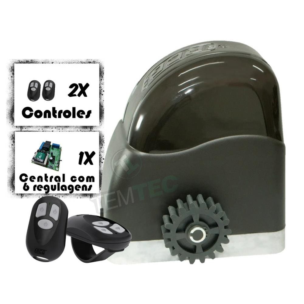 KIT MOTOR PORTÃO DESLIZANTE RCG AL 600Kg 1/3CV 127V ou 220V + 2 CONTROLES SEM CREMALHEIRAS