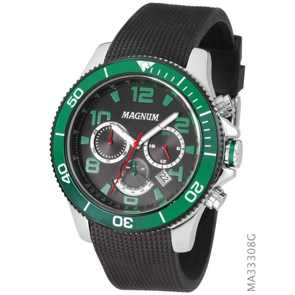 Relógio Magnum Masculino Cronógrafo MA33102Q Pulseira Aço Prata