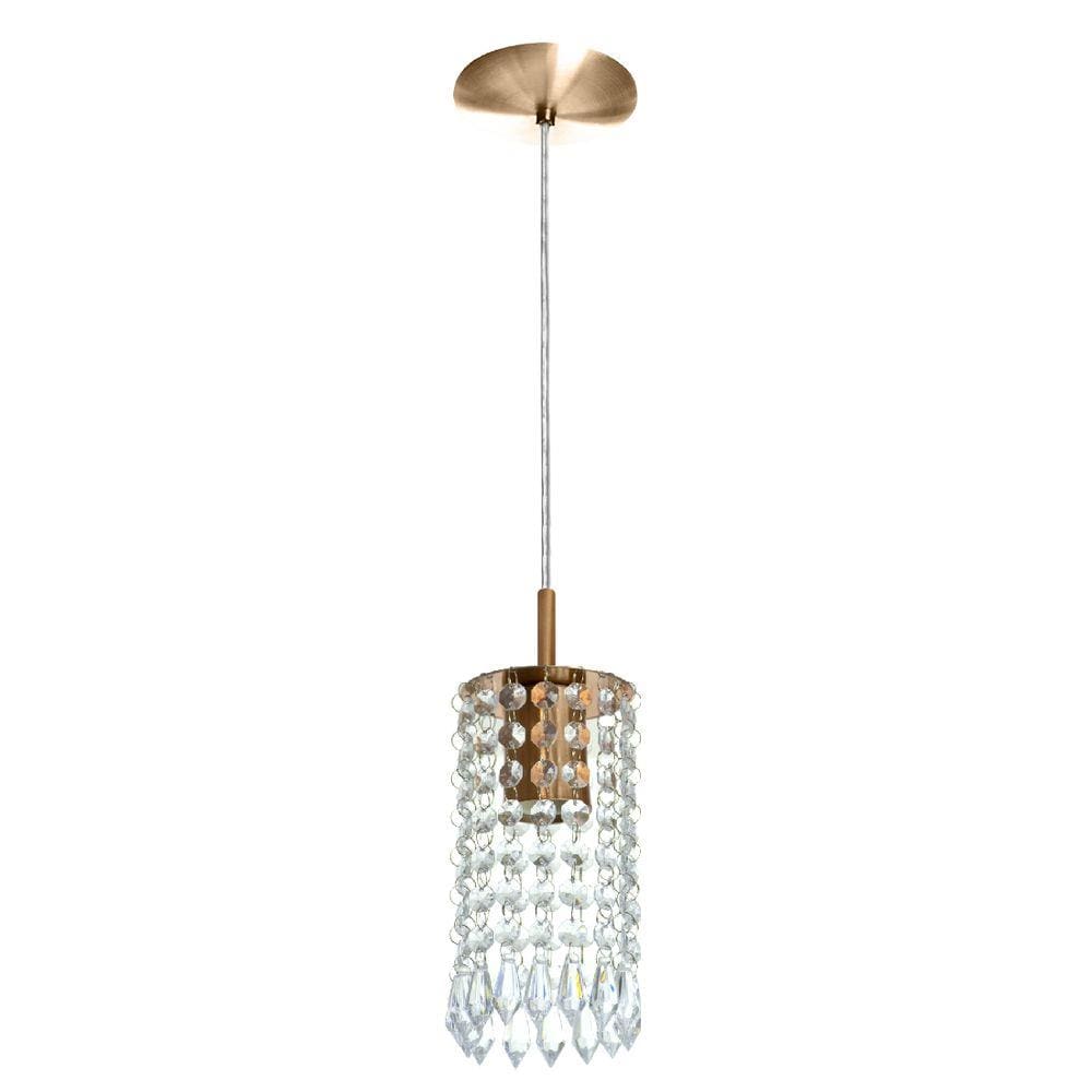Lustre Pendente Redondo Clearcrillic Cristal Acrílico Cobre