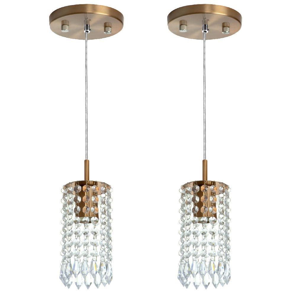 Kit 2 Pendentes Redondo Clearcrillic Cristal Acrílico Cobre