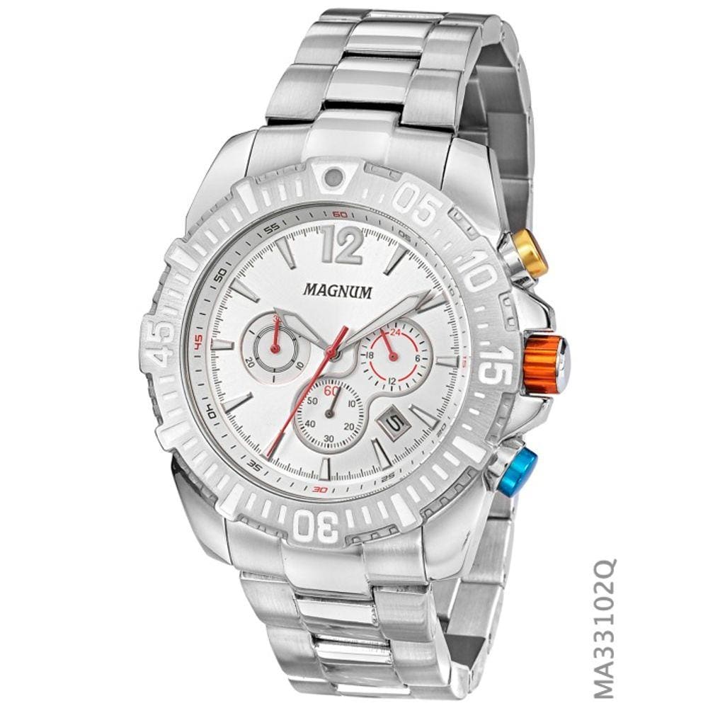 Relógio Magnum Sports MA33308G Chronograph Pulseira Borracha Preta