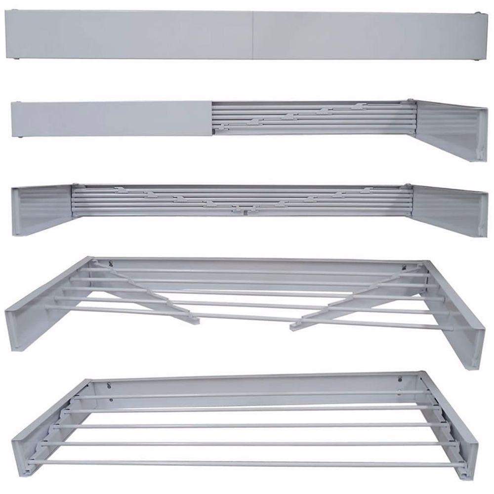 Varal Magico 6 varetas Aluminio 1,04m - Dobravel Branco