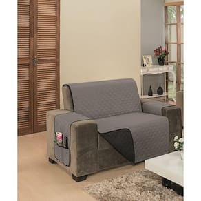 Capa Para Sofa 2 Lugares Dupla Face Impermeável Cinza Preto