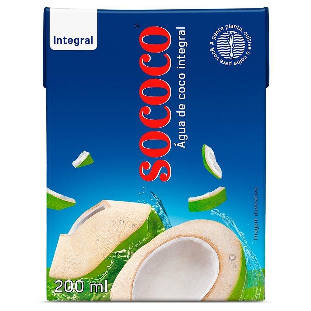 Água de Coco Sococo 200ml Embalagem com 24 Unidades
