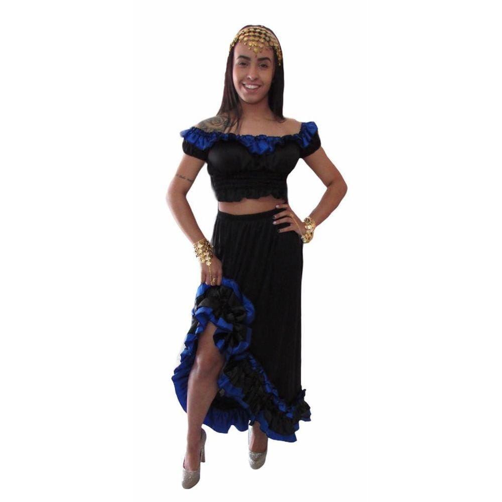 Fantasia Saia e Blusa Cigana Adulto Feminina Carnaval Conjunto