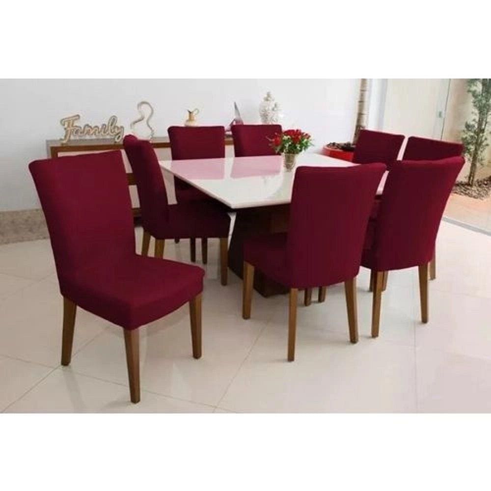 Capa para cadeira Lisa kit 8 lugares malha - Vinho