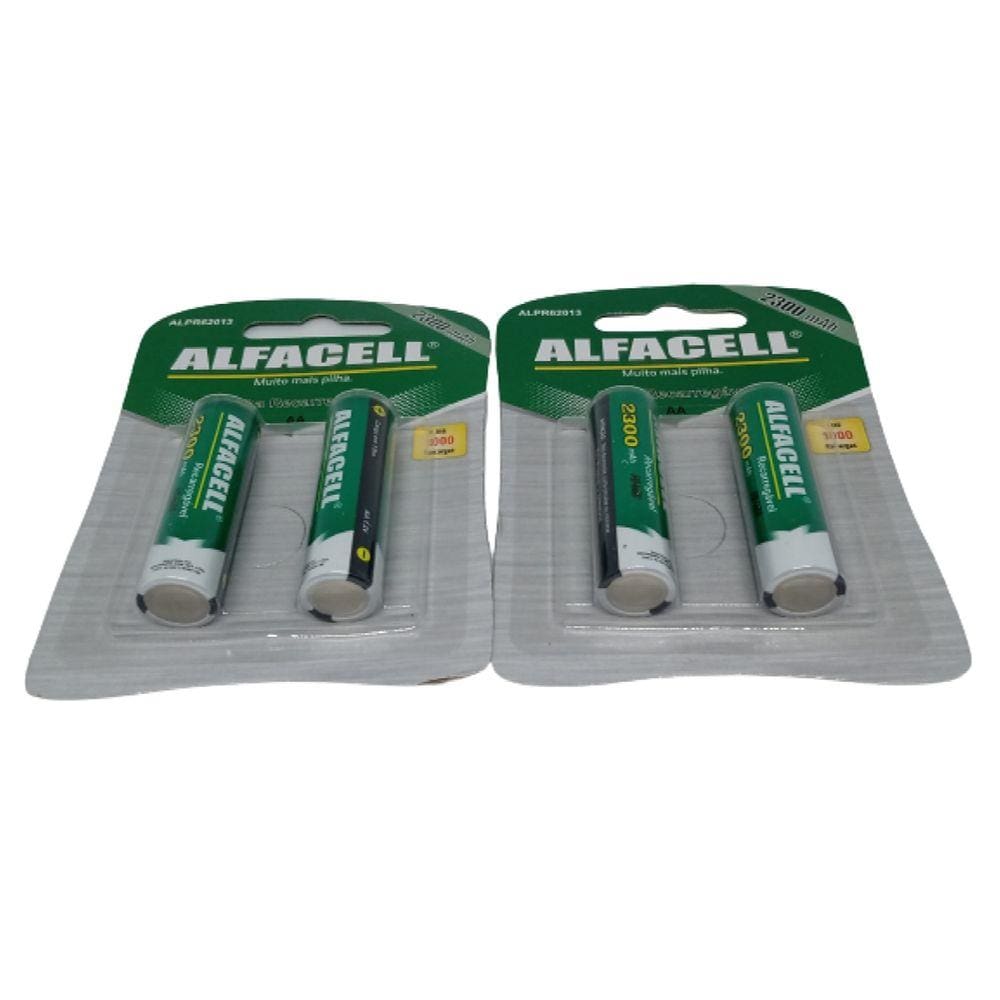 Kit pilha recarregável Alfacell AA 4 unidades Envio rápido