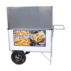 Carrinho de Batata Fritas com Rodas Pneumaticas e Guarda Sol