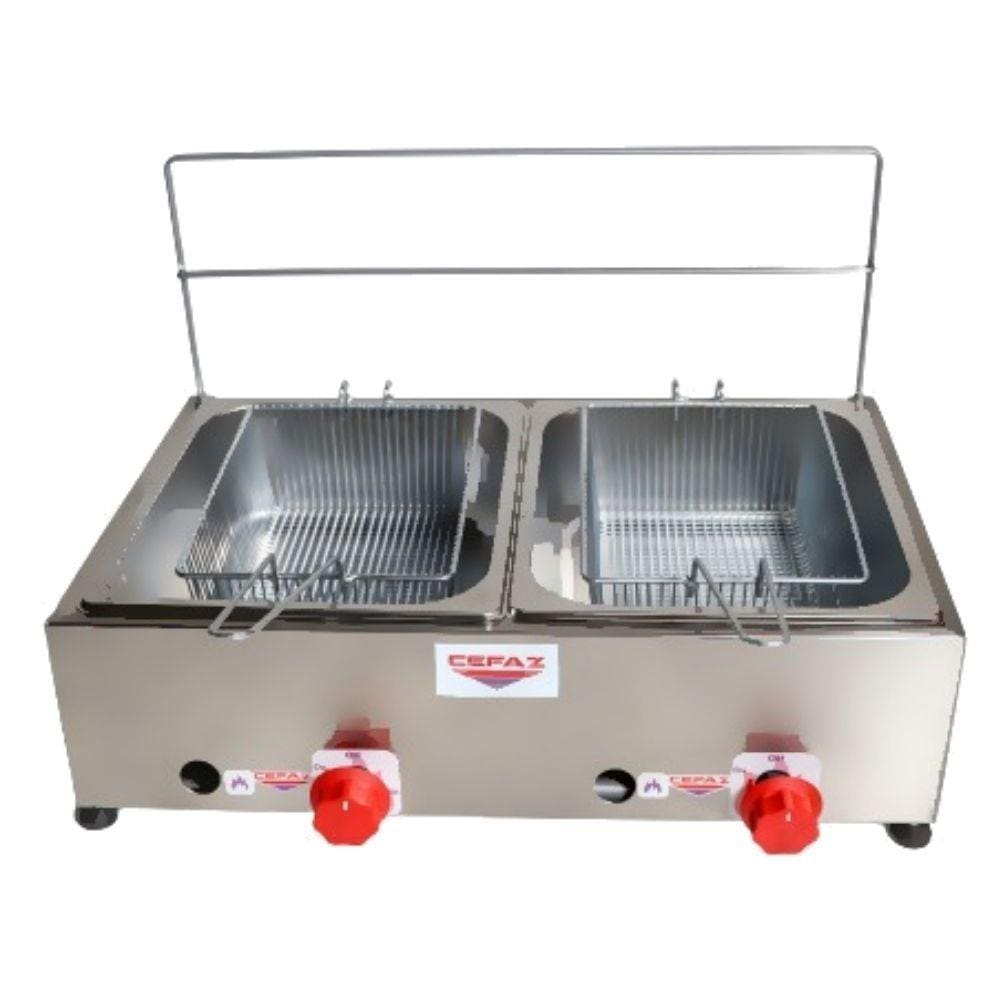 Fritadeira Inox à Gás Baixa Pressão 2 Cubas - Cefaz