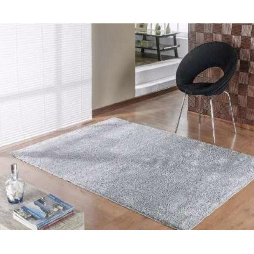 Tapete Sala Escritório 1,00 X 1,50 m Macio Antider. Prata