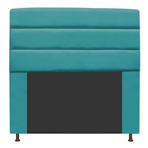 Cabeceira Estofada Turim 195cm King Size Suede Azul Turquesa