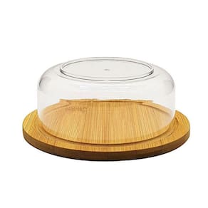 Queijeira de Bambu com Cúpula em Acrílico 14,5cm